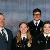 Pictured from front left are Advisor Josh Bondy, Kaylee Johnson, Alyssa Webb, Kennedy Ashanefelter, and Advisor Audrey Novis. Pictured from back left are Gage Garrison and Reid Ragsdale.