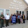 from left, are Ralls County Sheriff's Deputy Shaun Shadwell, Sheriff Brad Stinson, NECAC Ralls County Service Coordinator Stephanie Dunker, NECAC Acting Director Dan Page, County Services Programs Director Linda Fritz, Employment Services Coordinator Crystal Bliss, In-Home Office Manager Marissa Laffoon and Sarah Woodrow of University Extension.